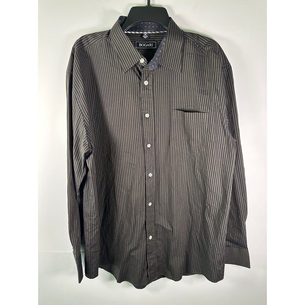 Bogari Dress Shirt Mens XL 16 3/4 36 Striped Long Sleeve Cotton Pocket Button Up